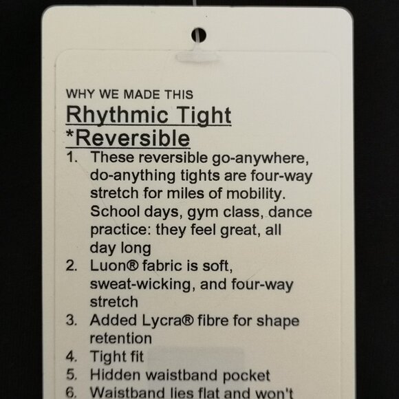 NWT IVIVVA by LULULEMON Black Luon Rhythmic Tight Pants Reversible Girl's 14 - Picture 7 of 7